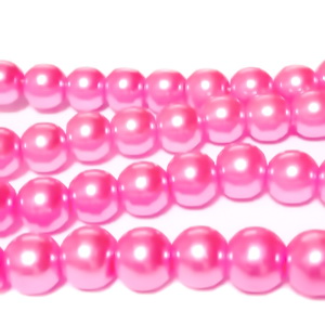 Perle sticla roz, 8mm