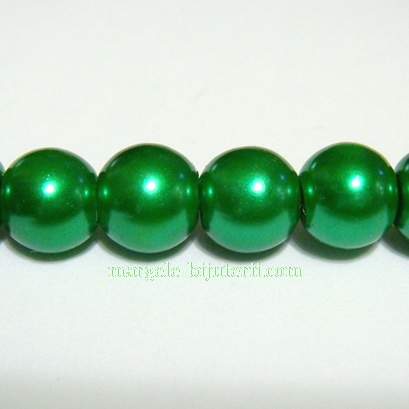 Perle sticla verde intens 8mm