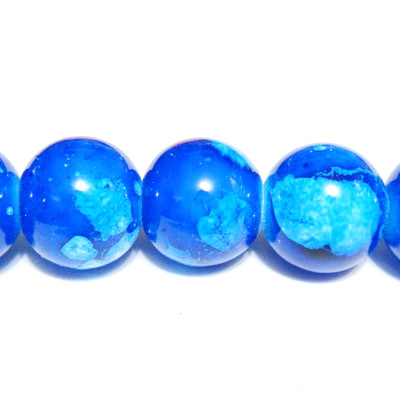 Margele sticla albastre, galactic, 10mm