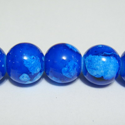 Margele sticla albastre, galactic, 14mm