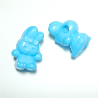 Margele plastic albastru, iepuras 19x13mm, orificiu 3mm