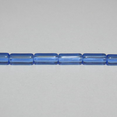 Margele sticla, albastre, tub 9x4mm
