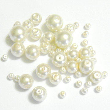 Mix perle sticla crem, 4-12 mm