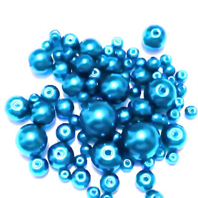 Mix perle sticla turcoaz, 4-12 mm