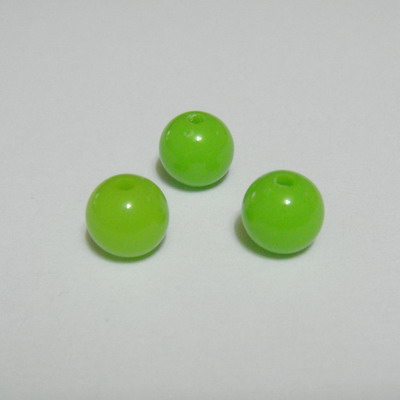 Margele plastic verde-galbui,  8mm