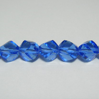 Margele sticla albastre, 4 fete, 8mm