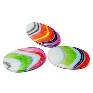 Margele plastic vopsite multicolor, 50x31mm