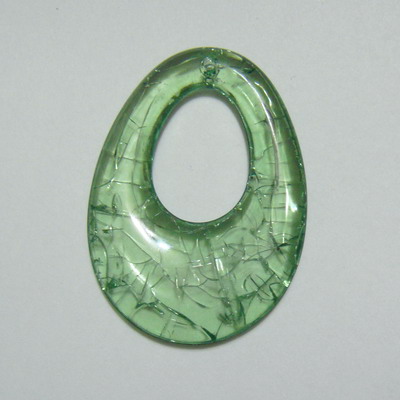 Pandantiv acrilic oval crackle verde, 38x52mm