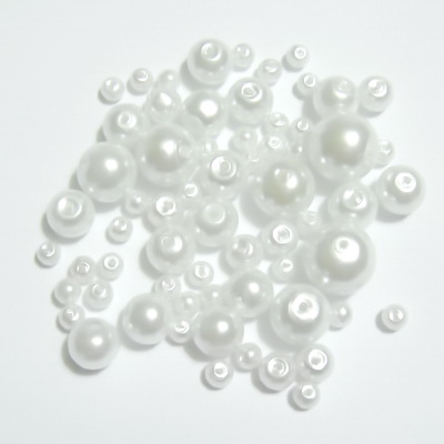 Mix perle sticla albe, 4-12 mm