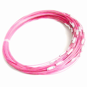 Baza colier, sarma siliconata, roz deschis, cu inchizatoare