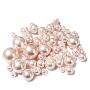 Mix perle sticla roz deschis, 4-12 mm