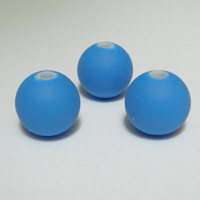 Margele plastic cauciucate albastre, 10mm