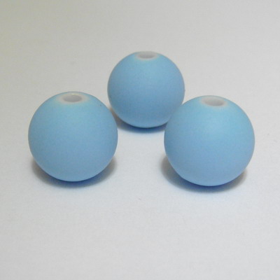 Margele plastic cauciucate bleu, 12mm