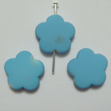 Margele plastic cauciucate bleu, floare 15x6mm