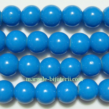 Margele sticla sferice, albastru-turcoaz, 8mm