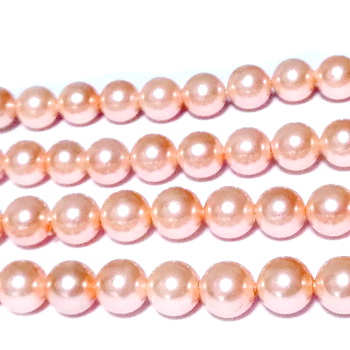 Perle stil Mallorca, roz-somon, 6.5mm