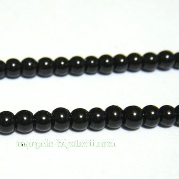 Perle sticla, negre, 3mm- sirag 220-230 buc