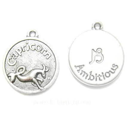 Pandantiv argintiu antichizat, zodiac, CAPRICORN, 20x17x3mm