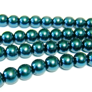 Perle sticla turcoaz inchis, 6mm