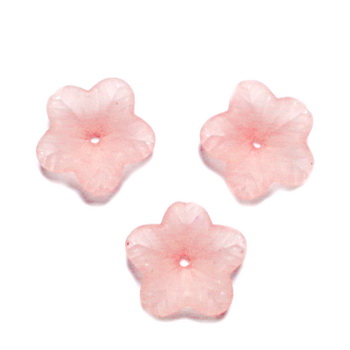 Flori acrilice, frosted, roz somon, 18x5mm