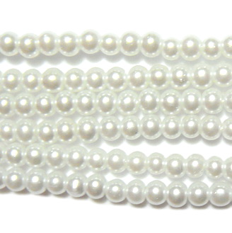 Perle sticla, albe, 3mm- sirag ~220-230 buc
