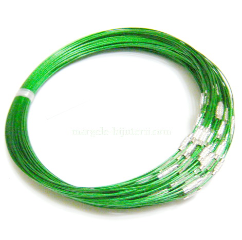 Baza colier, sarma siliconata, verde, cu inchizatoare
