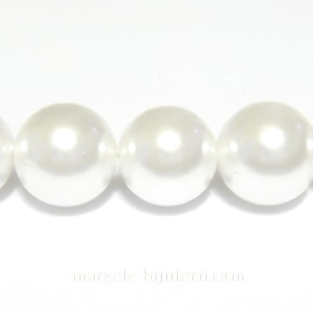 Perle stil Mallorca, albe, 12 mm