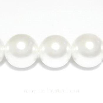 Perle stil Mallorca, albe, 14 mm