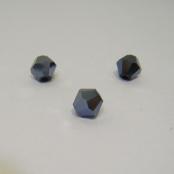 Cristal biconic fatelat negru 6mm