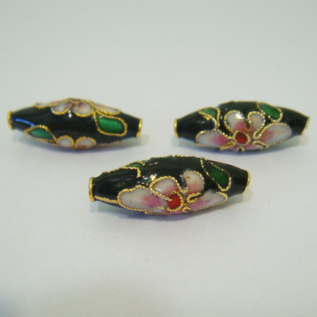 Cloisonne negru oval 18x6 mm