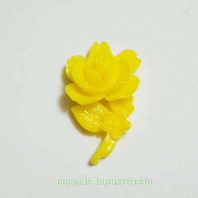 Cabochon rasina, floare galbena, 23x14x7mm
