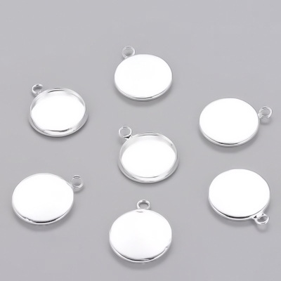 Baza cabochon, argintiu, pandantiv, 15x12x2mm, interior 10mm 1 buc