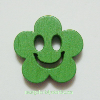 Floare lemn, smile, verde, 14x4mm