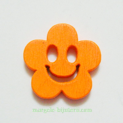 Floare lemn, smile, portocalie, 14x4mm 1 buc