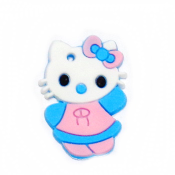 Pisicuta Hello Kitty, cauciuc, albastra, 30x20mm