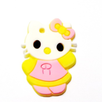 Pisicuta Hello Kitty, cauciuc, galbena, 30x20mm