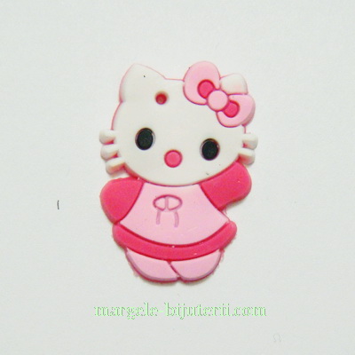 Pisicuta Hello Kitty, cauciuc, roz, 30x20mm