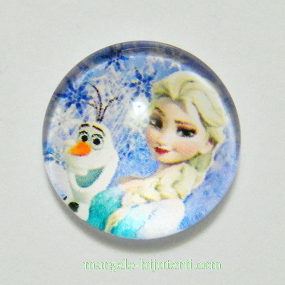 Cabochon sticla, FROZEN, 16x5mm, imagine 6