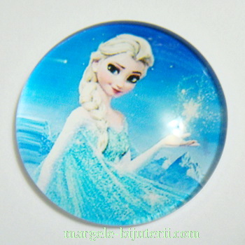 Cabochon sticla, FROZEN, 25x7mm, imagine 8