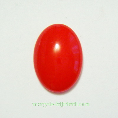 Cabochon sticla, rosu, semitransparent,18x13x5mm