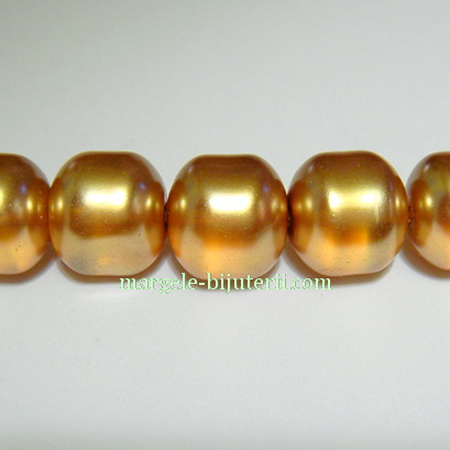 Perle sticla semitransparente coniac 10mm