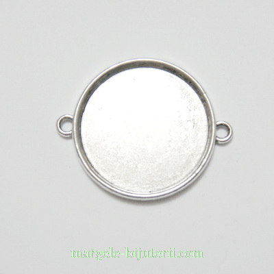 Conector / link cabochon, argintiu antichizat, 36x28x3mm, interior: 25mm 1 buc