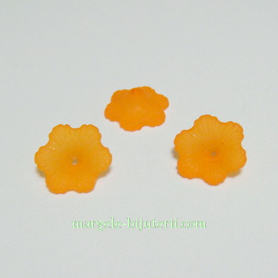 Flori acrilice, frosted, portocalii, 12x4mm