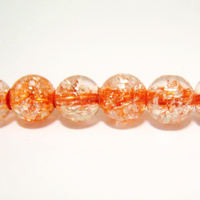 Margele sticla crackle portocalii 10 mm