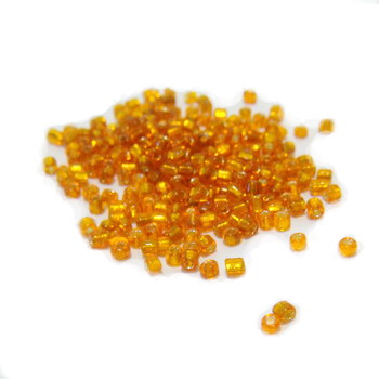 Margele nisip, portocalii, cu miez argintiu, 2mm 20 g