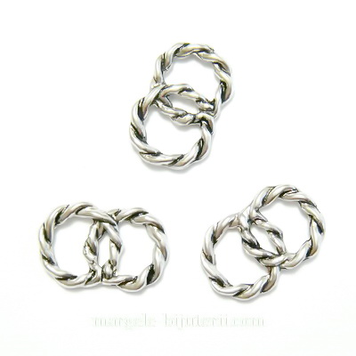 Zale decorative, argintiu antichizat, 2 inele, 19x12x2mm