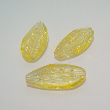 Margele plastic ovale crackle galbene 30x15mm