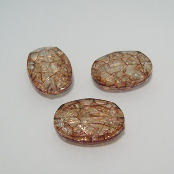 Margele plastic ovale crackle maro 25x18mm