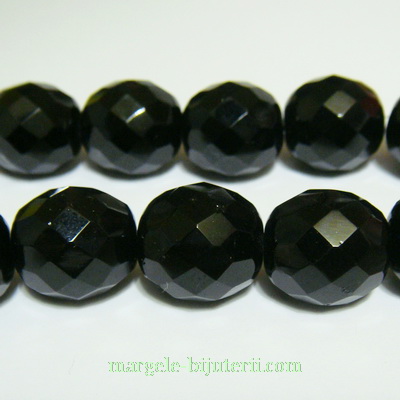 Margele sticla Cehia, fire polish, multifete, negre, 14mm 1 buc