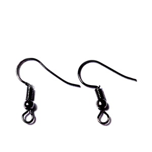 Tortite cercei, gunmetal (negre), cu arc si biluta, 20x0.8mm